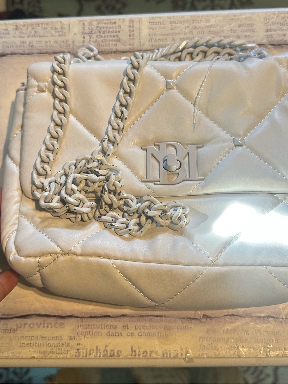 Badgley Mischa Quilted Chain Shoulder Bag in Cream